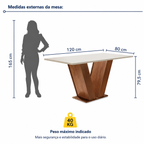Conjunto Sala de Jantar Mesa Tampo MDF 4 Cadeiras Cor Chocolate/Bege/Branco