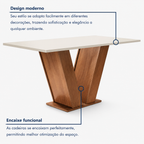Conjunto Sala de Jantar Mesa Tampo MDF 4 Cadeiras Cor Chocolate/Bege/Branco