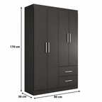 Guarda roupa Solteiro Paraná 4 Portas 2 Gavetas Preto